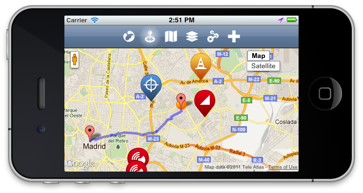 Map view on iPhone - Madrid